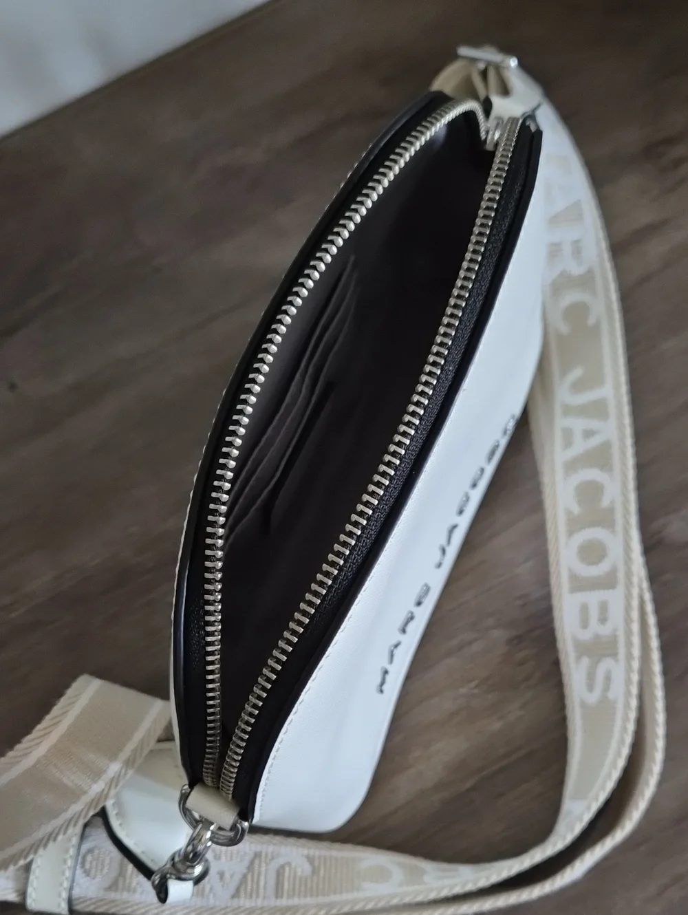 Marc Jacobs White Leather Dome Crossbody with Logo Strap